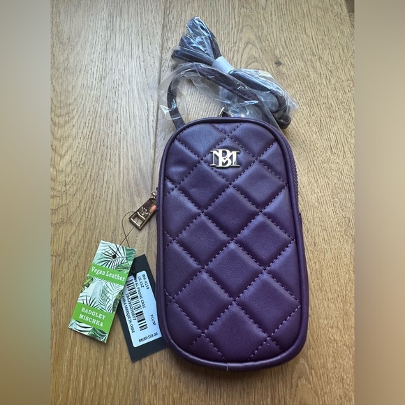 Badgley Mischka vegan leather phone case plum purse purple. New with tags - Picture 1 of 3